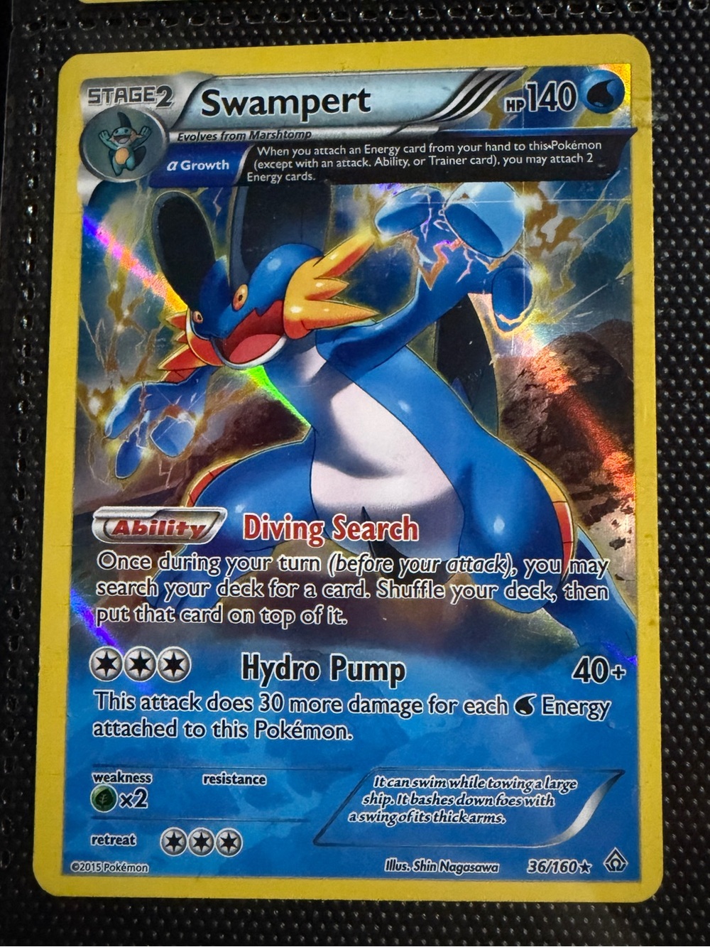 Swampert Pokémon Holo Rare Card - Blue & Yellow Artwork - NM , LP